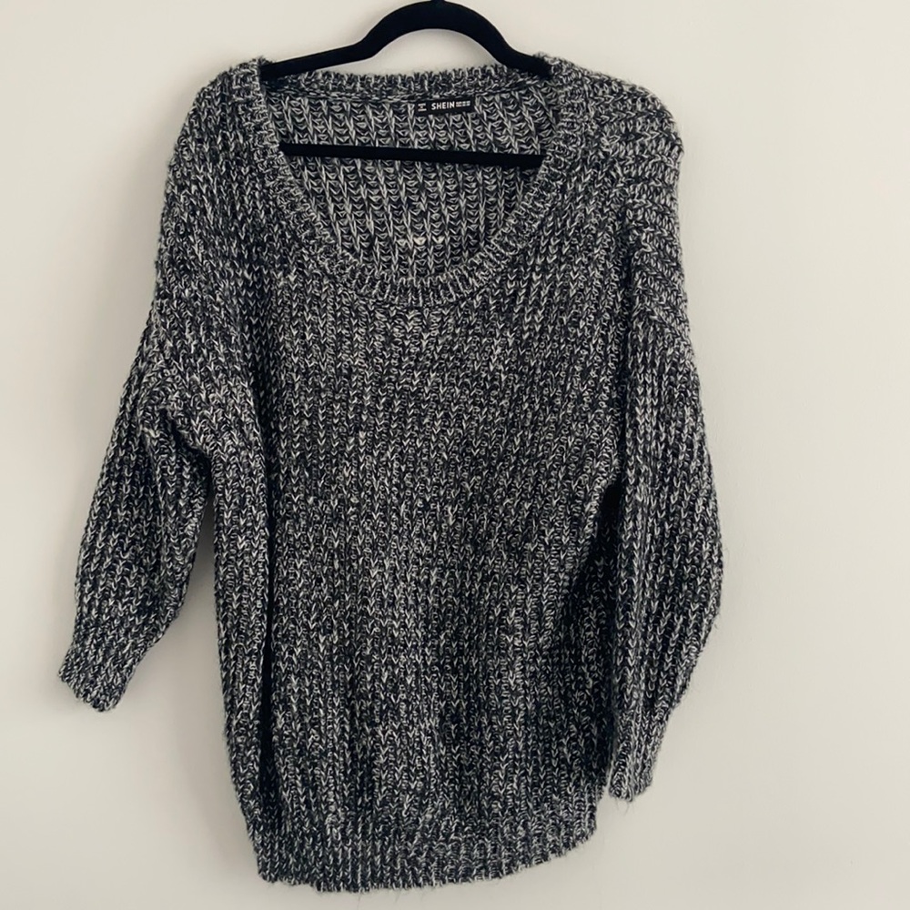 Black and white knit oversized sweater